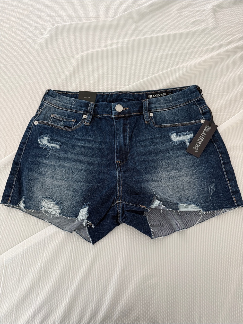 Blank NYC Distressed Indigo Cutoff Jean Shorts
